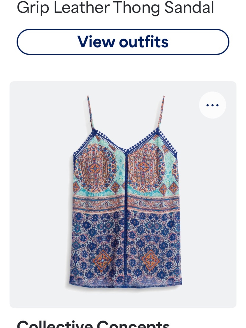 Collective Concepts Navy, Teal and Orange Printed Spaghetti-Strap Cami